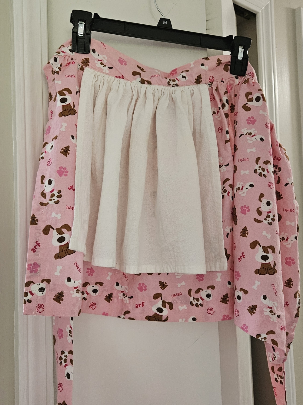 Women’s Pink Dog-Print Half Apron With Attached Towel - New Handmade
